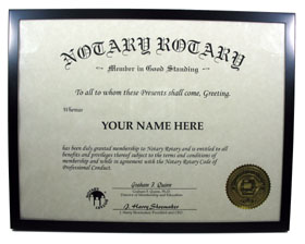 Notary Rotary membership Certificate